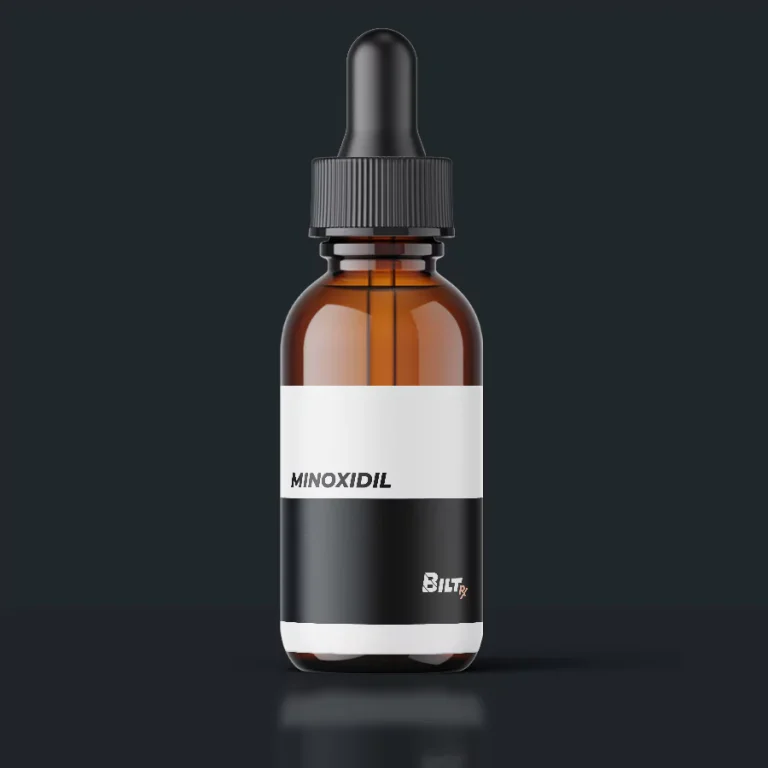 Minoxidil topical bottle used to treat hair loss and promote regrowth