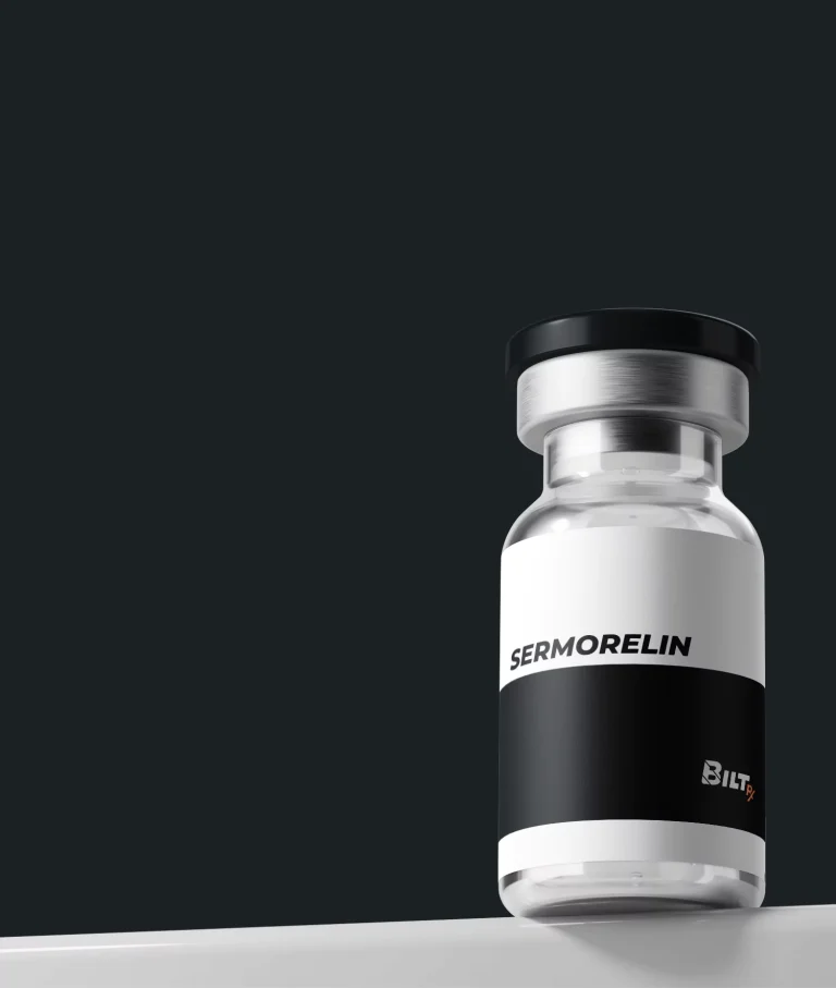 Sermorelin injection vial for anti-aging, energy, and wellness support